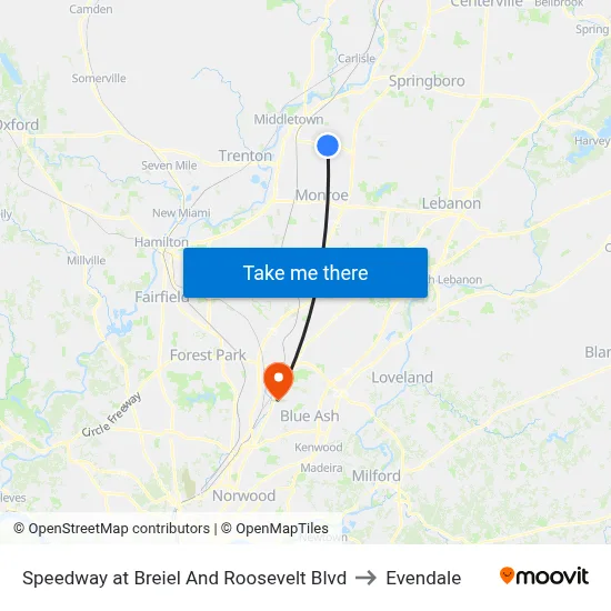 Speedway at Breiel And Roosevelt Blvd to Evendale map