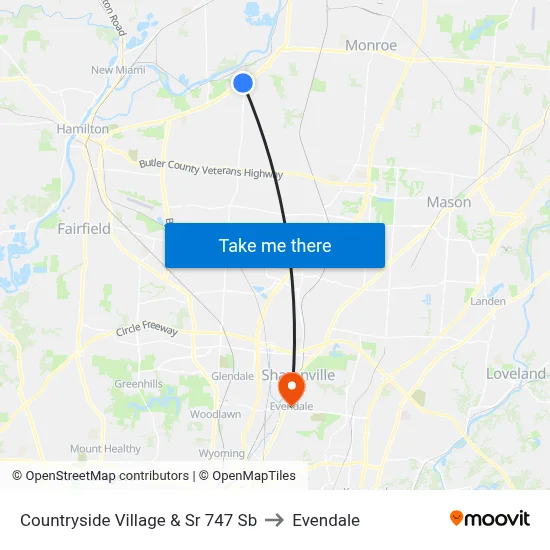 Countryside Village & Sr 747 Sb to Evendale map