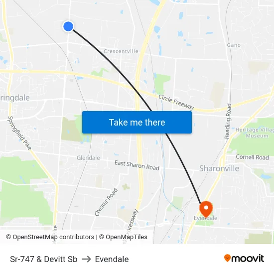 Sr-747 & Devitt Sb to Evendale map