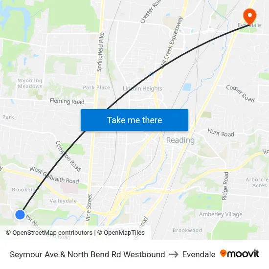 Seymour Ave & North Bend Rd Westbound to Evendale map