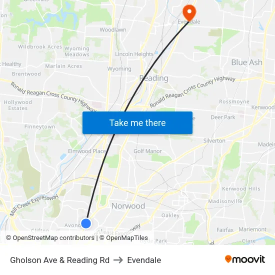 Gholson Ave & Reading Rd to Evendale map