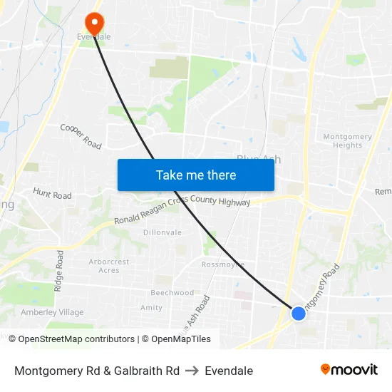 Montgomery Rd & Galbraith Rd to Evendale map