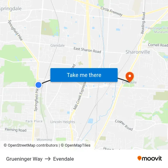 Grueninger Way to Evendale map