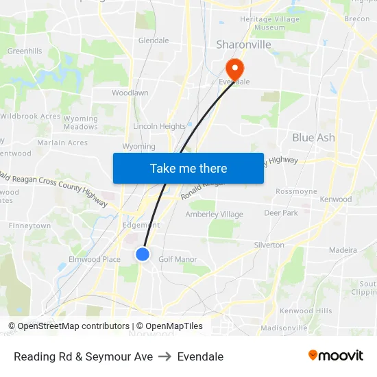 Reading Rd & Seymour Ave to Evendale map