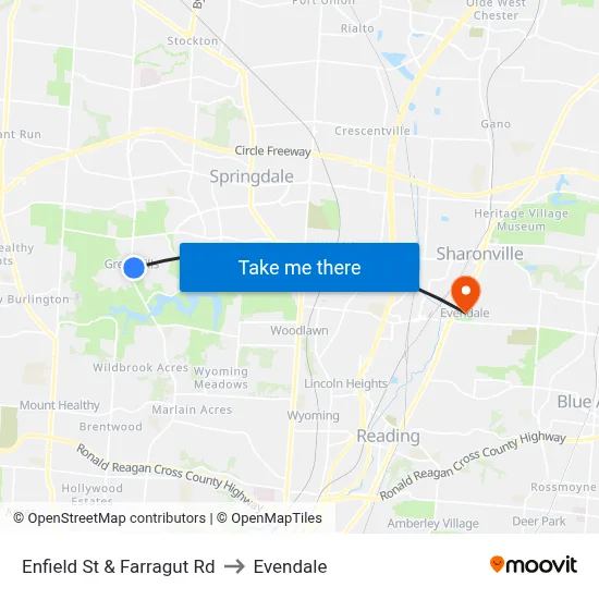 Enfield St & Farragut Rd to Evendale map