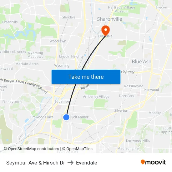 Seymour Ave & Hirsch Dr to Evendale map