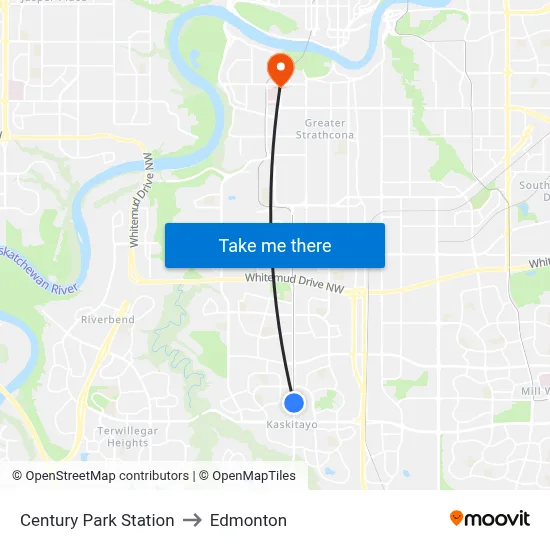 Century Park Station to Edmonton map