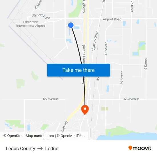 Leduc County to Leduc map