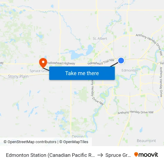 Edmonton Station (Canadian Pacific Railway) to Spruce Grove map