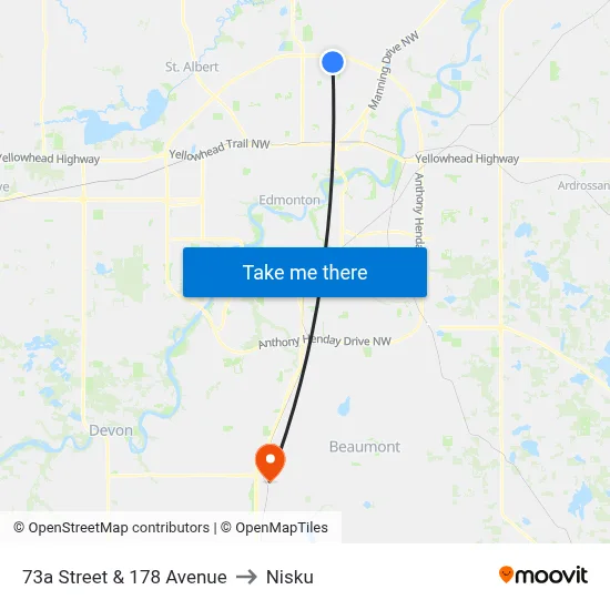 73a Street & 178 Avenue to Nisku map