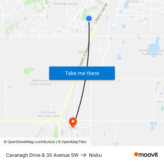 Cavanagh Drive & 30 Avenue SW to Nisku map