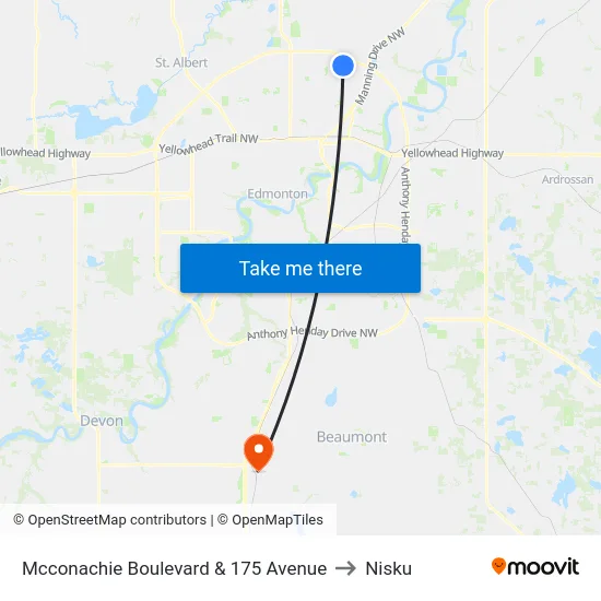 Mcconachie Boulevard & 175 Avenue to Nisku map