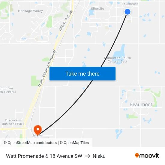 Watt Promenade & 18 Avenue SW to Nisku map