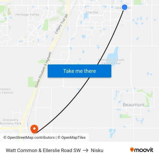 Watt Common & Ellerslie Road SW to Nisku map