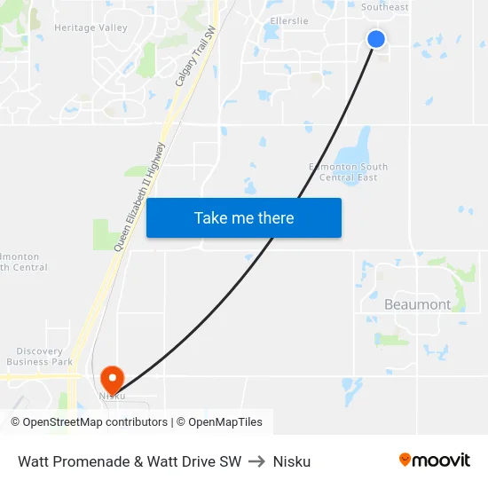 Watt Promenade & Watt Drive SW to Nisku map