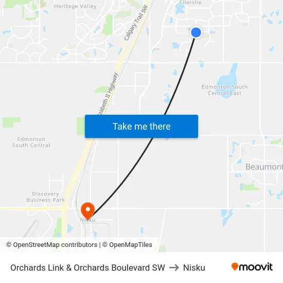 Orchards Link & Orchards Boulevard SW to Nisku map