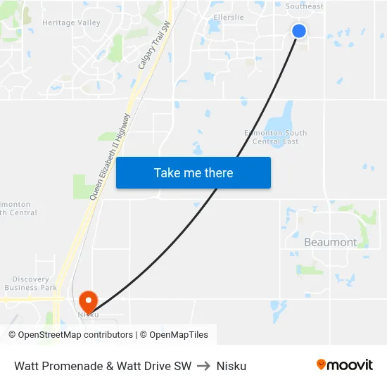 Watt Promenade & Watt Drive SW to Nisku map