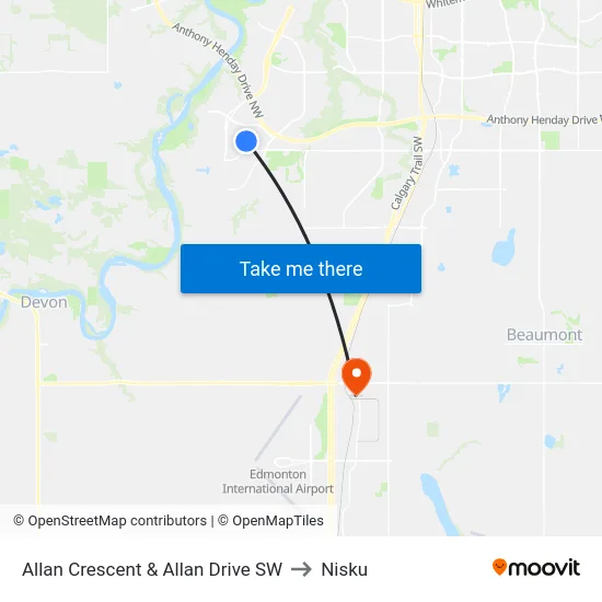 Allan Crescent & Allan Drive SW to Nisku map