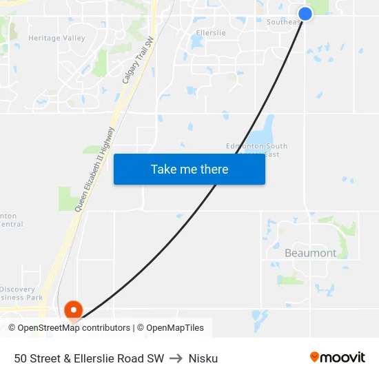 50 Street & Ellerslie Road SW to Nisku map