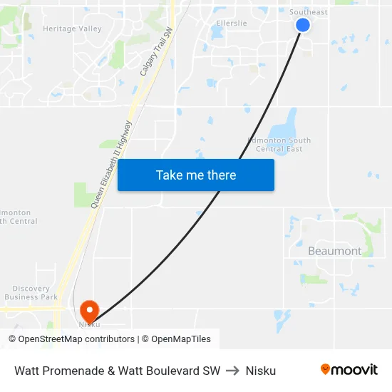 Watt Promenade & Watt Boulevard SW to Nisku map