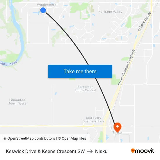 Keswick Drive & Keene Crescent SW to Nisku map
