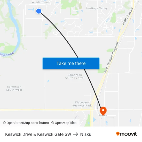 Keswick Drive & Keswick Gate SW to Nisku map