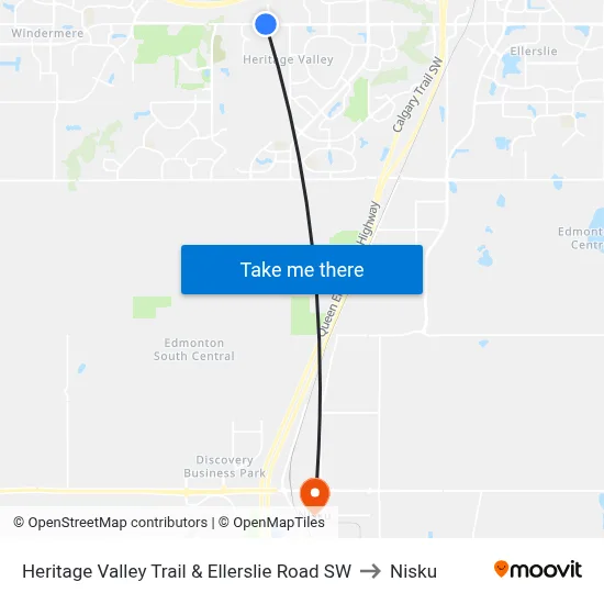 Heritage Valley Trail & Ellerslie Road SW to Nisku map