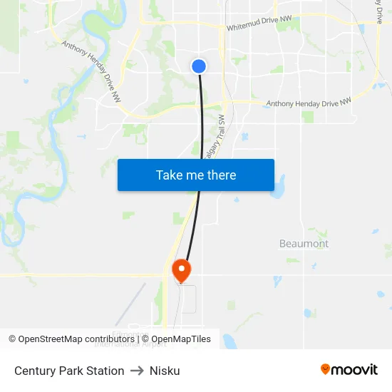 Century Park Station to Nisku map
