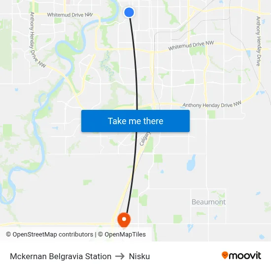 Mckernan Belgravia Station to Nisku map