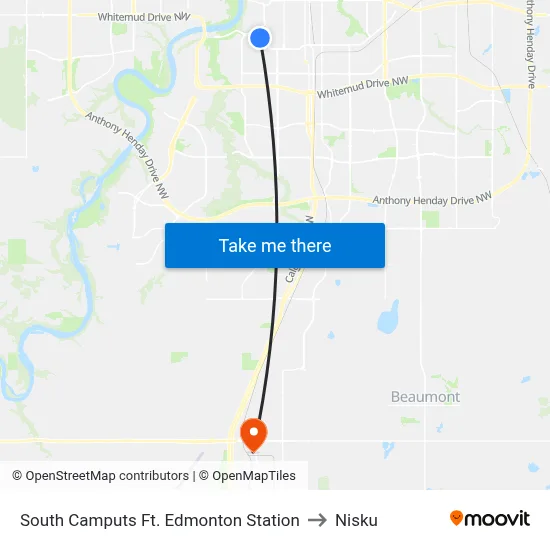 South Camputs Ft. Edmonton Station to Nisku map
