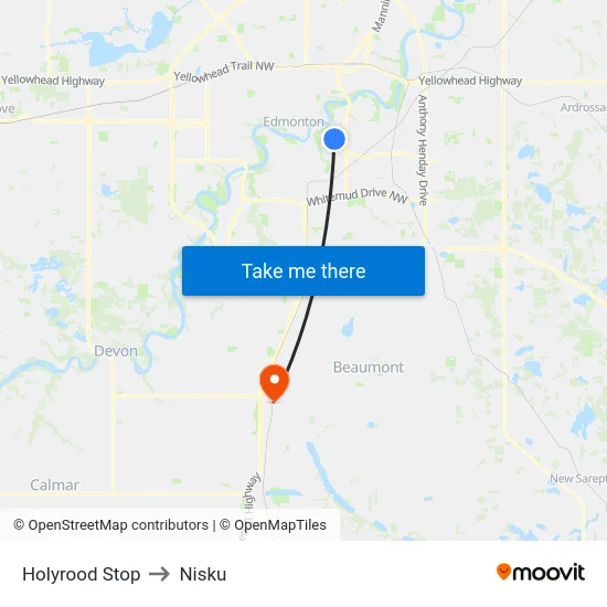 Holyrood Stop to Nisku map