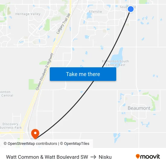 Watt Common & Watt Boulevard SW to Nisku map