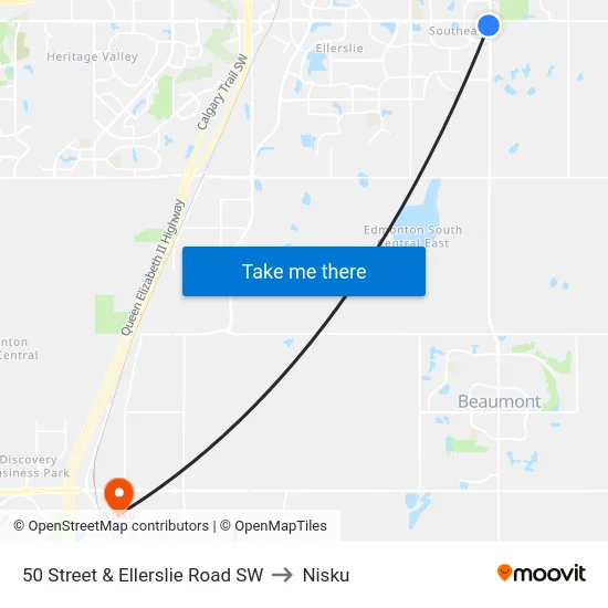 50 Street & Ellerslie Road SW to Nisku map