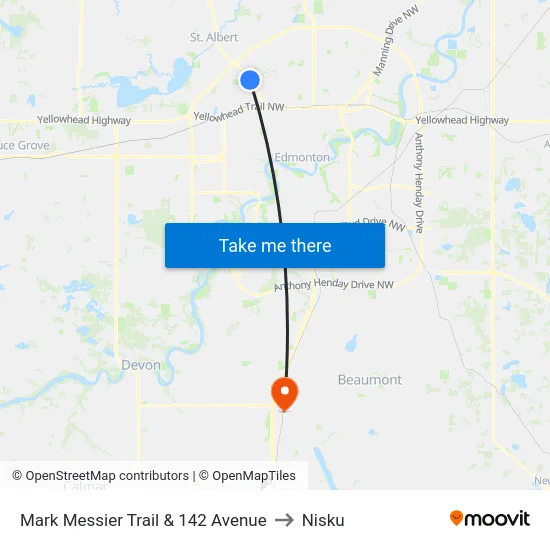Mark Messier Trail & 142 Avenue to Nisku map