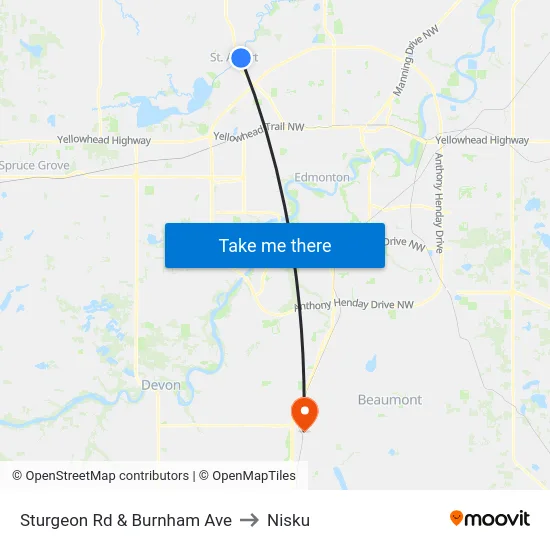 Sturgeon Rd & Burnham Ave to Nisku map