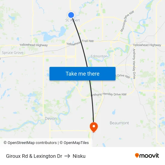 Giroux Rd & Lexington Dr to Nisku map
