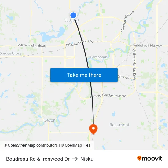 Boudreau Rd & Ironwood Dr to Nisku map