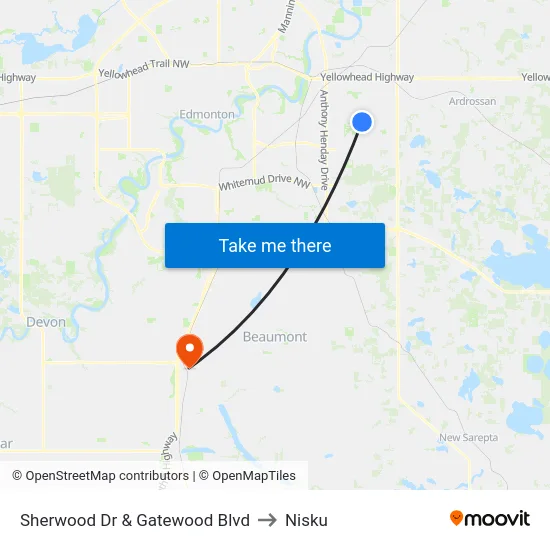Sherwood Dr & Gatewood Blvd to Nisku map