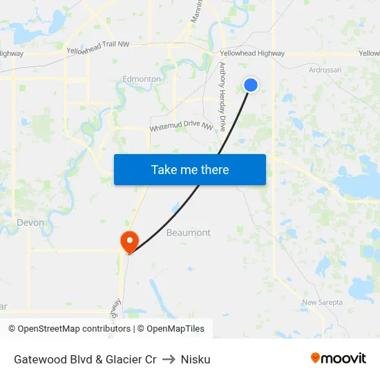 Gatewood Blvd & Glacier Cr to Nisku map