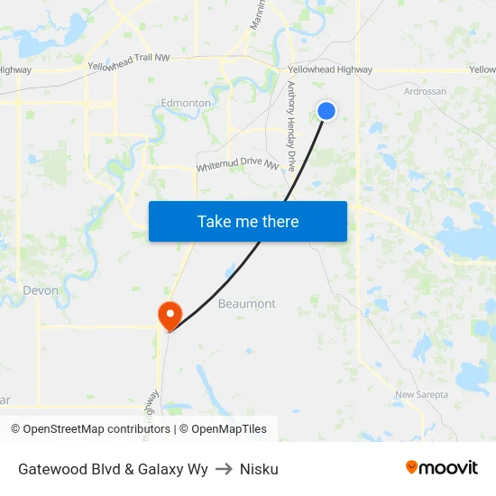 Gatewood Blvd & Galaxy Wy to Nisku map