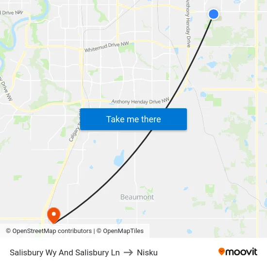 Salisbury Wy And Salisbury Ln to Nisku map