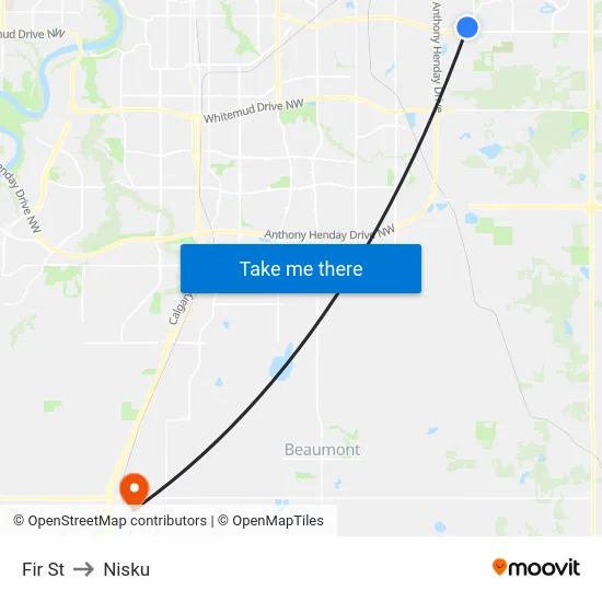 Fir St to Nisku map