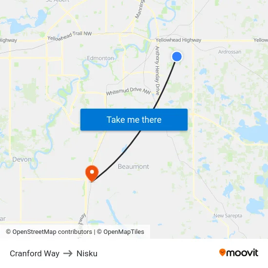 Cranford Way to Nisku map