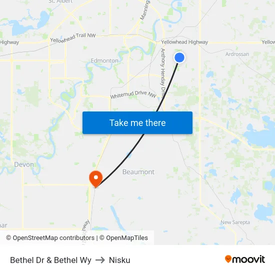 Bethel Dr & Bethel Wy to Nisku map
