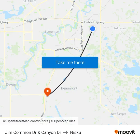 Jim Common Dr & Canyon Dr to Nisku map