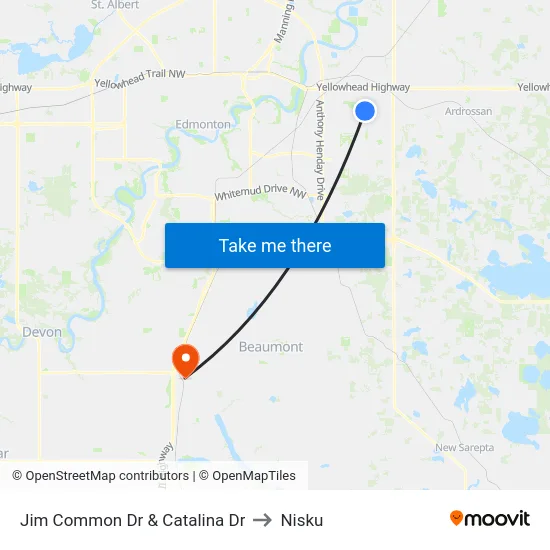 Jim Common Dr & Catalina Dr to Nisku map