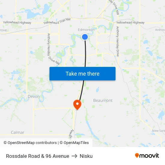 Rossdale Road & 96 Avenue to Nisku map