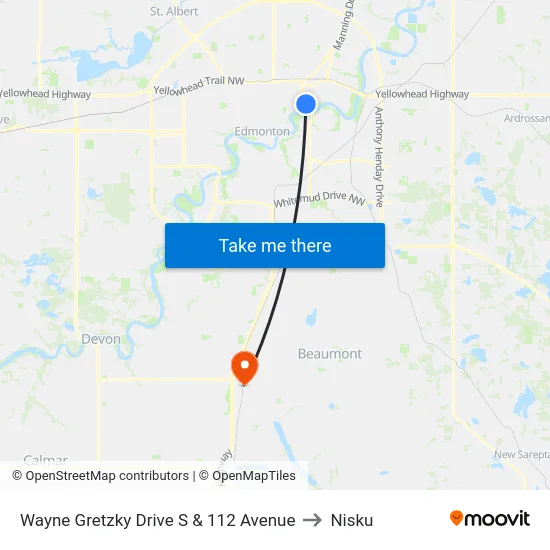Wayne Gretzky Drive S & 112 Avenue to Nisku map