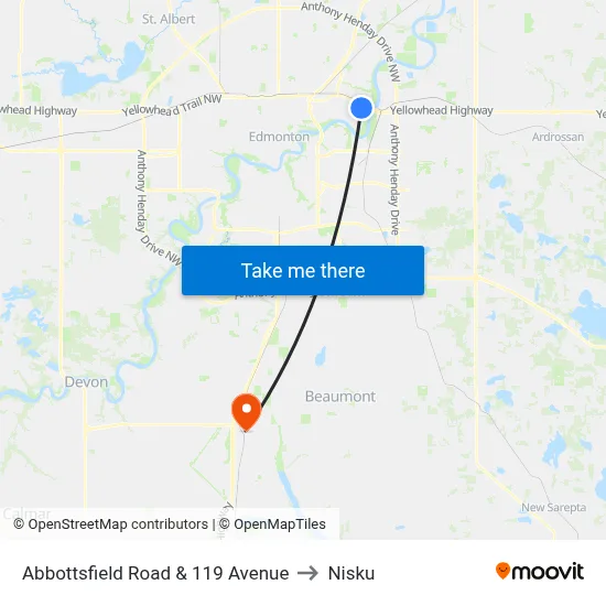 Abbottsfield Road & 119 Avenue to Nisku map