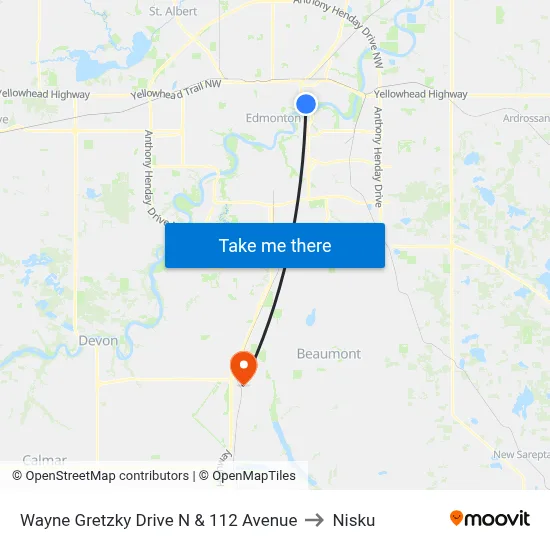 Wayne Gretzky Drive N & 112 Avenue to Nisku map